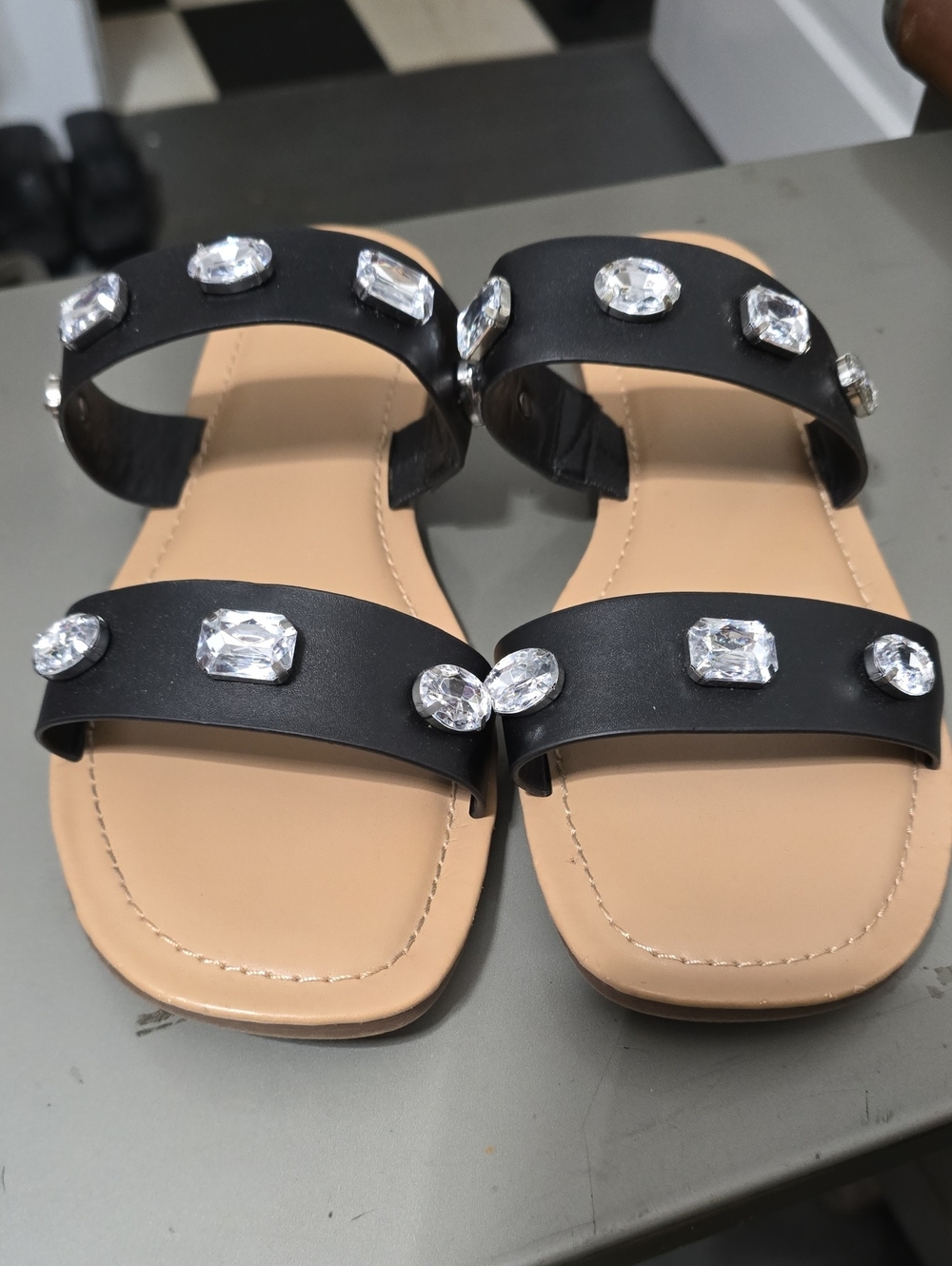 A New Day Black Jeweled Double-Strap Women’s Sandals